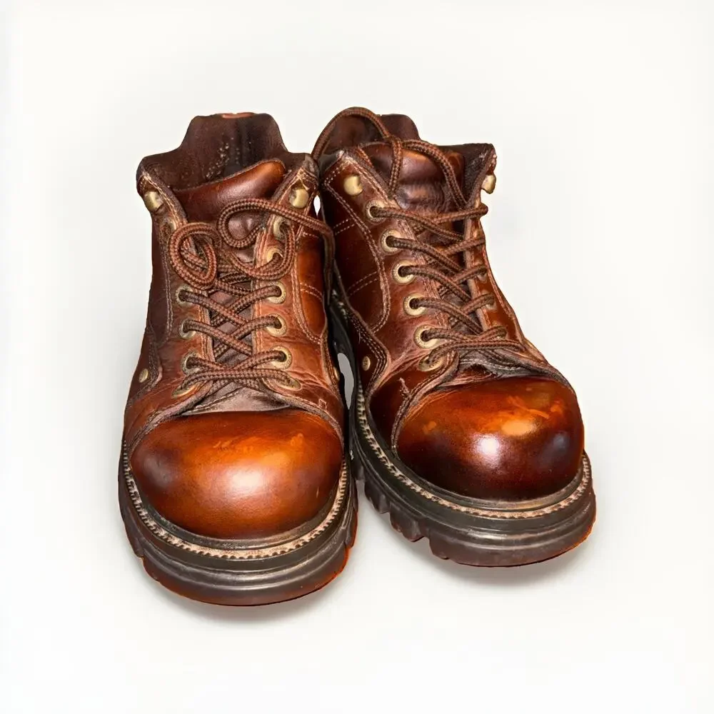 GBX Men's Brown Leather Low Boots Shoes Lace-Up Size 10 M